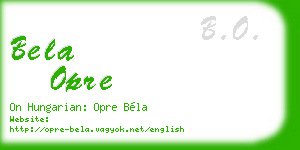bela opre business card